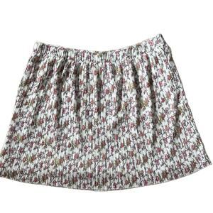 LOFT Pull-On Floral Pleated Mini Skirt XXL A-Line White Pink Cottagecore